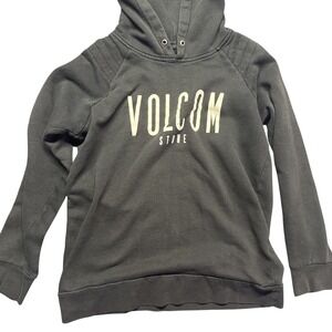 Vintage Volcom‎ Black Hoodie Y2K Skater Grunge Underground Streetwear Size L